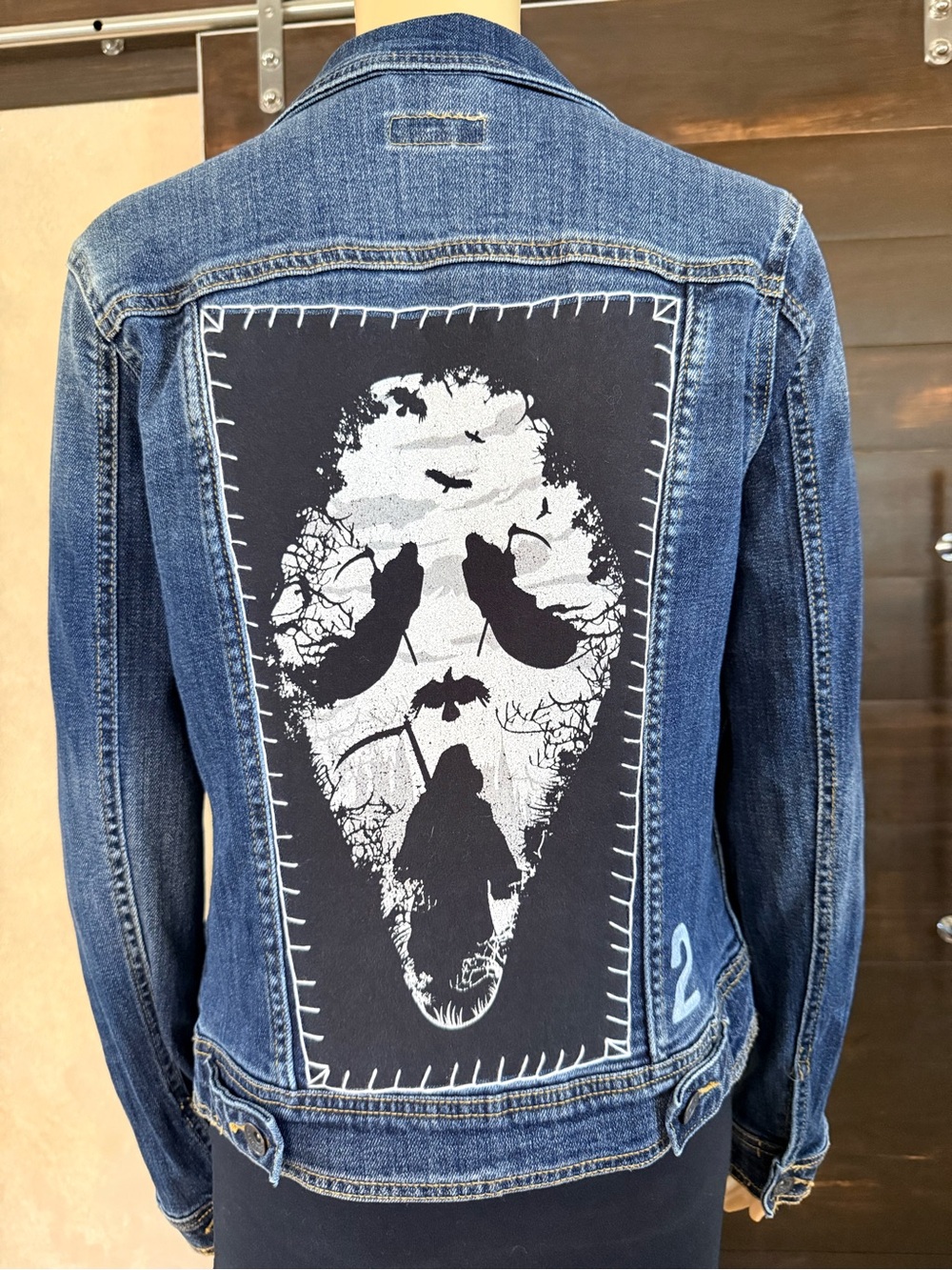 Upcycled Reaper Scream Denim Jacket Size S